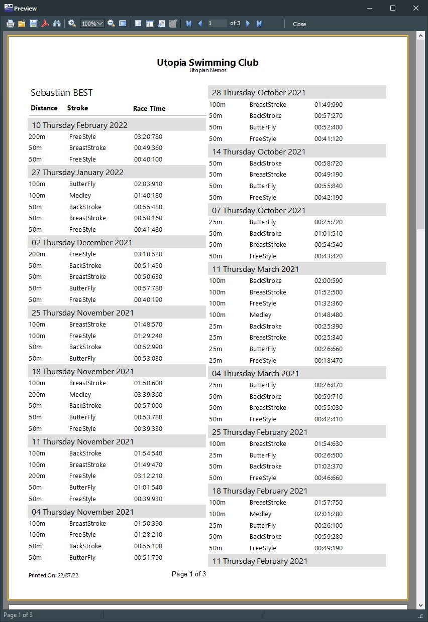 Members History report.